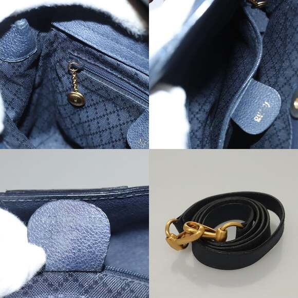 GUCCI Bamboo Hand Bag Suede Navy Gold 000 123 000 123 - Picture 12 of 13